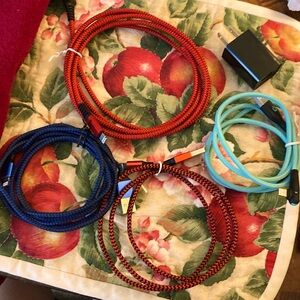 📱NOT TESTED 5pc Lot Bundle - Braided Charging Cable and Wall USB Adapter Apple